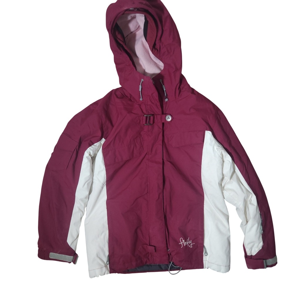 Firefly Ski Snowboard Jacket Girls M Burgundy‎ White Hooded Winter Warm Coat